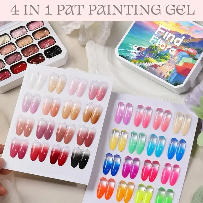 Mini vernis à ongles gel ombré 4 en 1, 16 couleurs, manucure française, gel de peinture dégradé facile, vernis solides, gel artistique, cadeau