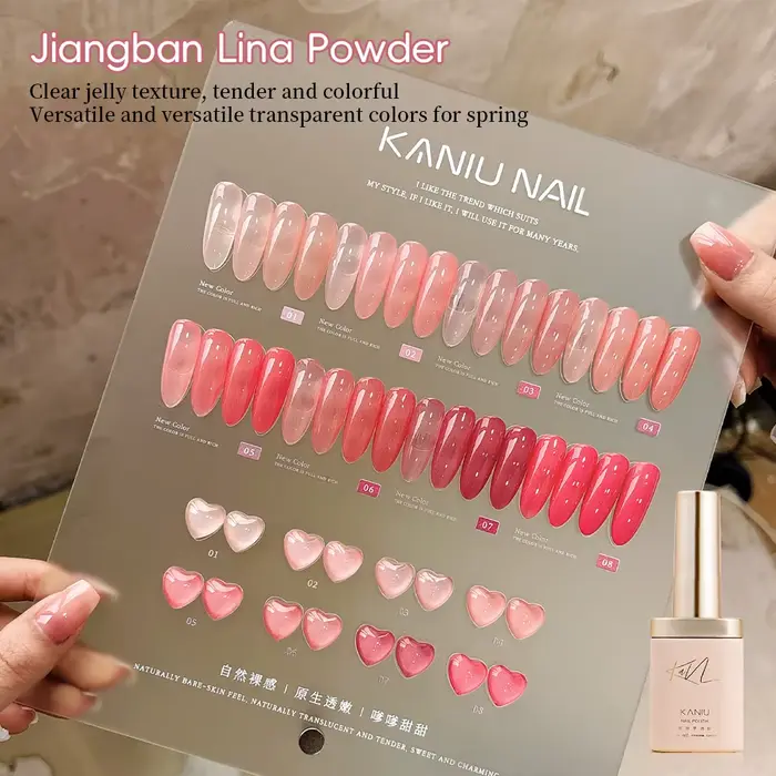 KANIU Gel Poudre Transparent Nude Rose 8 Couleurs pour Manucure Quotidienne Effet Naturel Sans Maquillage