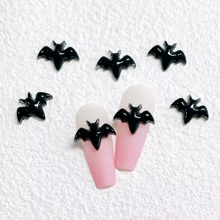 Halloween Nail Art brillant noir chauve-souris Nail Art accessoires couleur foncée résine décorative