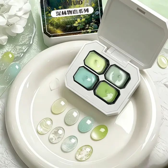 Gel de peinture pour ongles semi-permanent 4 couleurs dégradé vert