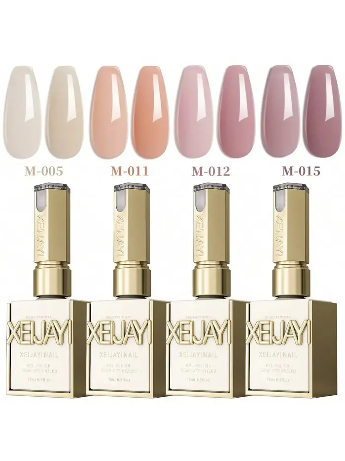 Nouvelle version printemps-été 2025 : gel pour ongles série rose transparent - Ensemble de 4 couleurs