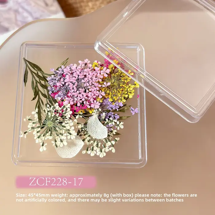 1 boîte de fleurs séchées 3D de style japonais pour la décoration des ongles