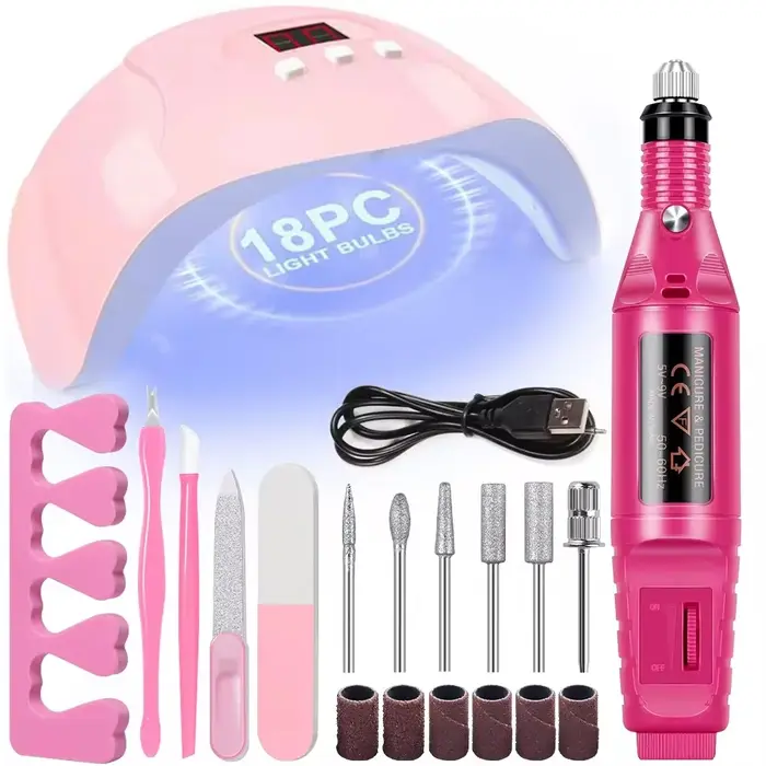 LINMANDA ensemble de manucure USB perceuse à ongles électrique Kit de lime de vernis avec lampe à LED stylo portable