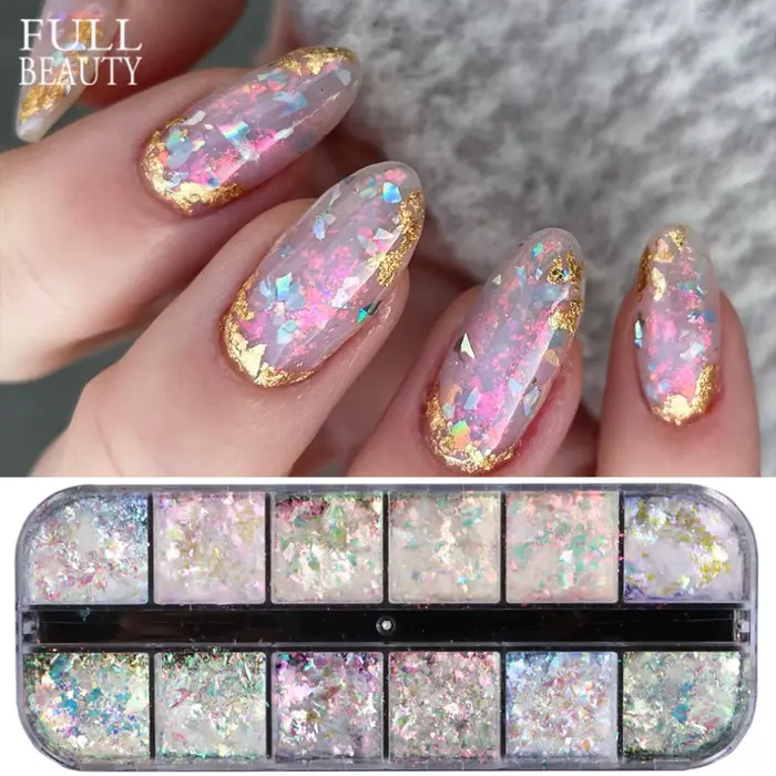 12 grilles irisées pour ongles
