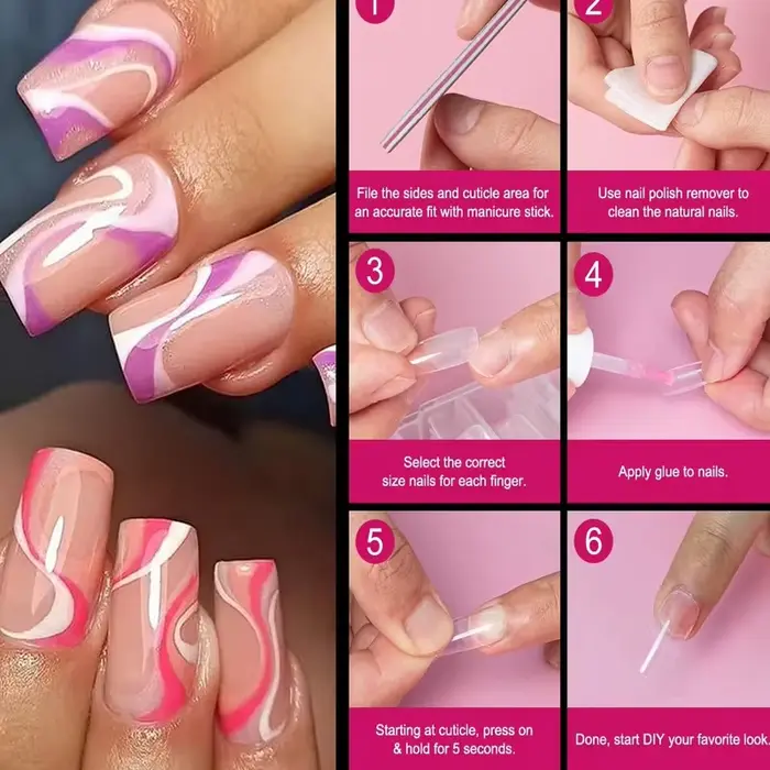 600 pointes d'ongles carrées artificielles couverture complète pointes d'ongles en Gel Transparent d