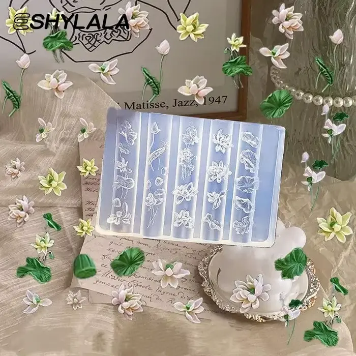 Lotus 3D Silicone Transparent moule à ongles feuilles