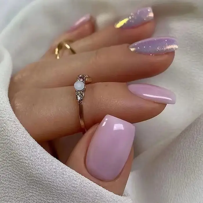 Faux ongles à paillettes Aurora N64.Short French souhaits on, faux ongles simples, couverture complète, acrylique Él, N64.Tips, 24 pièces