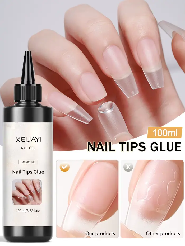 XEIJAYI 1pc 100ml Gel à ongles pour capsules d'acrylique, Gel pour ongles à presser, Outil de manucu