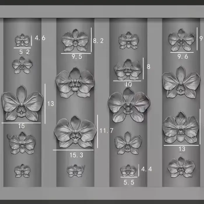 3D Phalaenopsis Flower Manicure Carving Mold, DIY Butterfly Orchid Nail Art Design Silicone Template