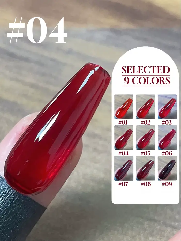 Lot de 1 à 9 vernis à ongles gel rouge rubis 15 ml