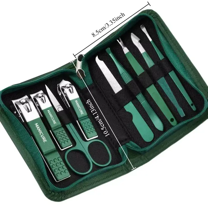 Ensemble de manucure avec étui en cuir, Kits professionnels d'outils de soins des pieds et du visage