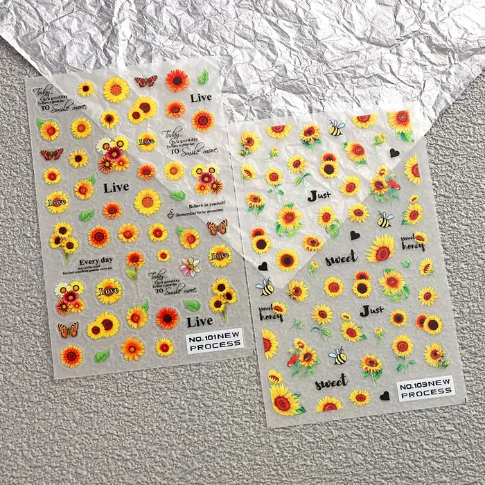 Autocollants pour ongles petite abeille et tournesol
