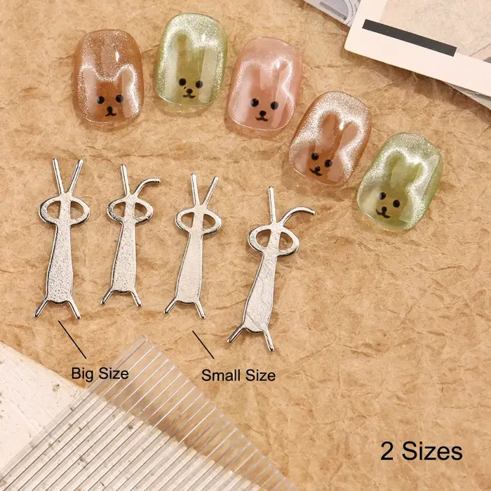 4 pièces Kawaii lapin ours forme oeil de chat aimant pour ongles oreille pliée lapin oeil de chat ef