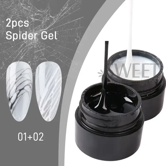 2 pièces créatif araignée ongles dessin Gel noir blanc peinture fil Web Liner Semi Permanent UV soie