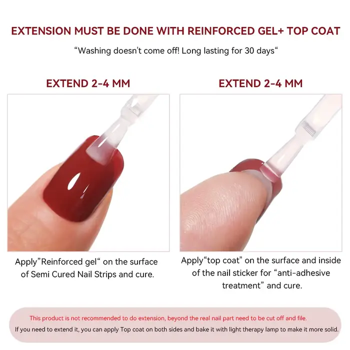 Harunouta dégradé Semi-durci Gel autocollant pour ongles longue durée UV autocollant pour ongles UV/