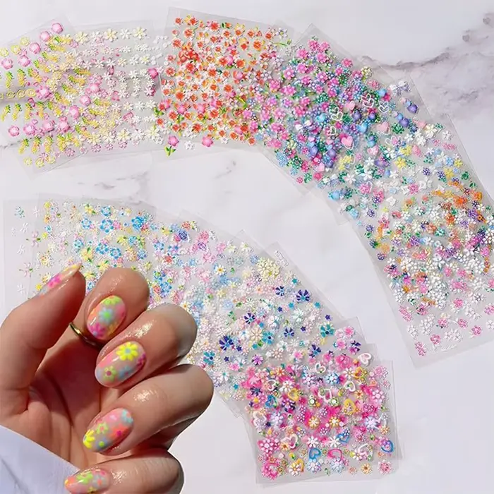 30 feuilles d'autocollants floraux pour ongles