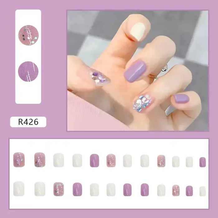 24 pièces/boîte de faux ongles de noël en forme d'élan