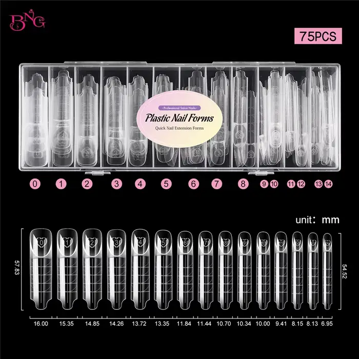 BNG 75 pièces espace ongles double formes acrylique intelligent ligne française formes d'ongles couv