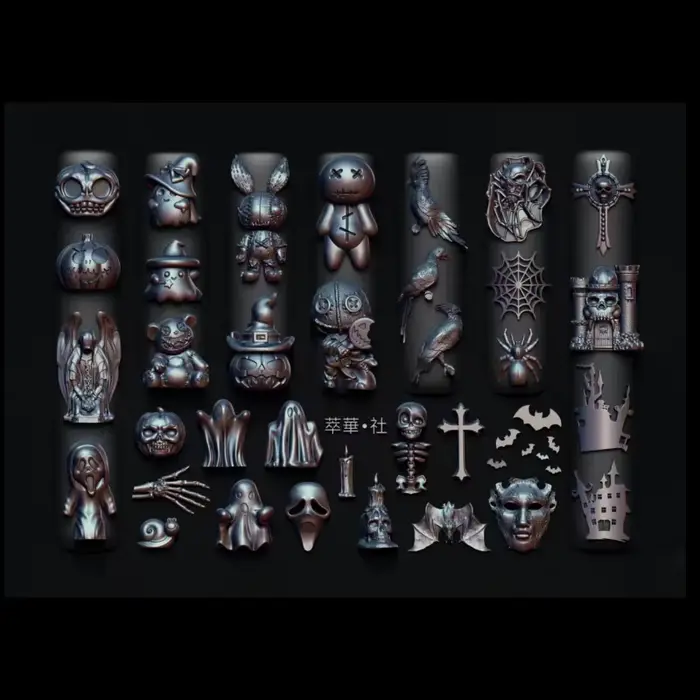 Moule à ongles 3D style Halloween sombre pour décoration de fêtes : Citrouille