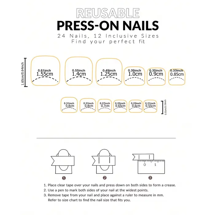 144 pièces de faux ongles carrés noirs brillants