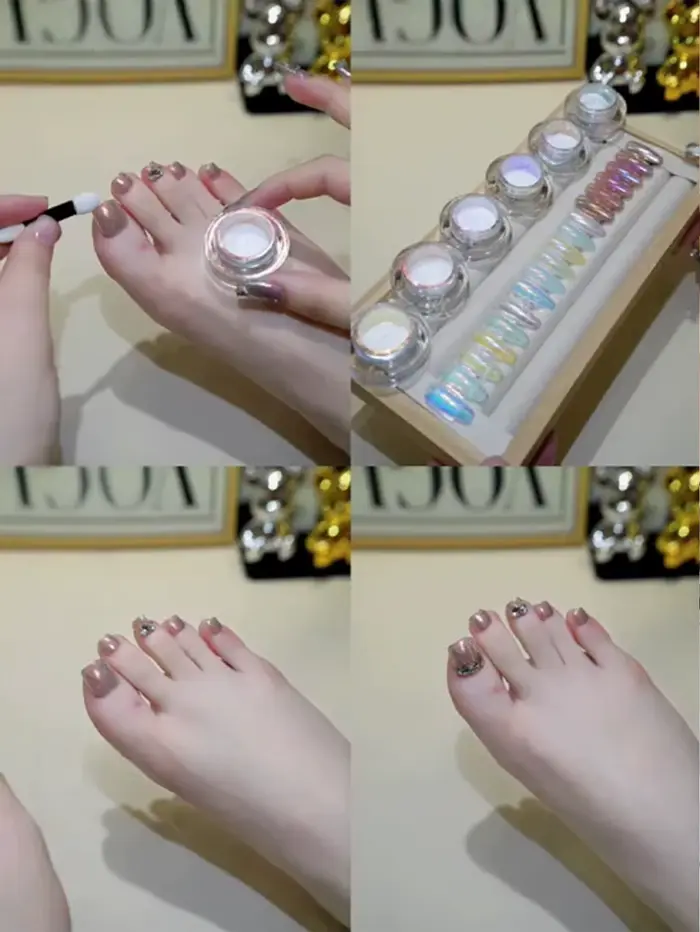 1 pièce de poudre à ongles Aurora au clair de lune avec effet miroir