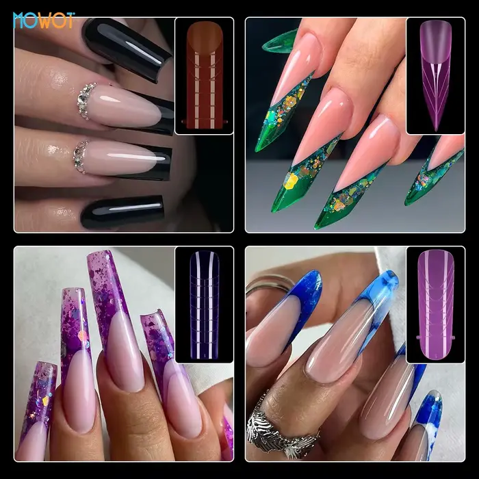 MOWOT 292 pièces couleur double forme ongles moule ensembles acrylique