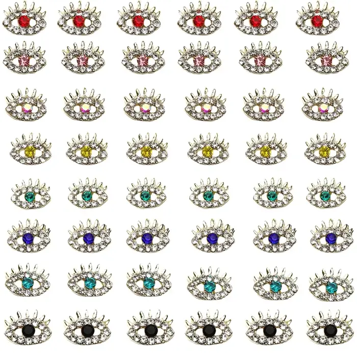 Cabochons de Mauvais Œil en Or pour Décoration d'Ongles, Breloques Brillantes pour Manucure, 40 Pièc