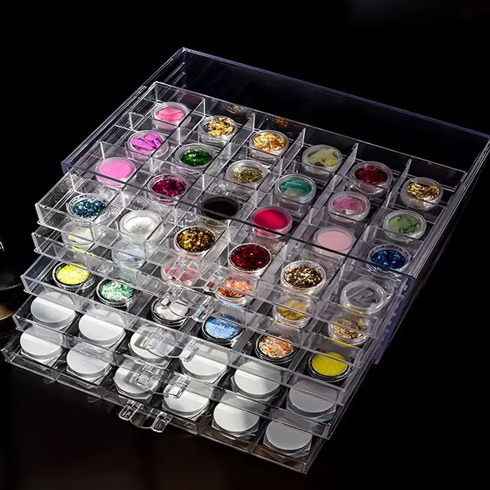 Boîte de rangement transparente en acrylique, 72/79/120 grilles, compartiment de rangement pour Nail