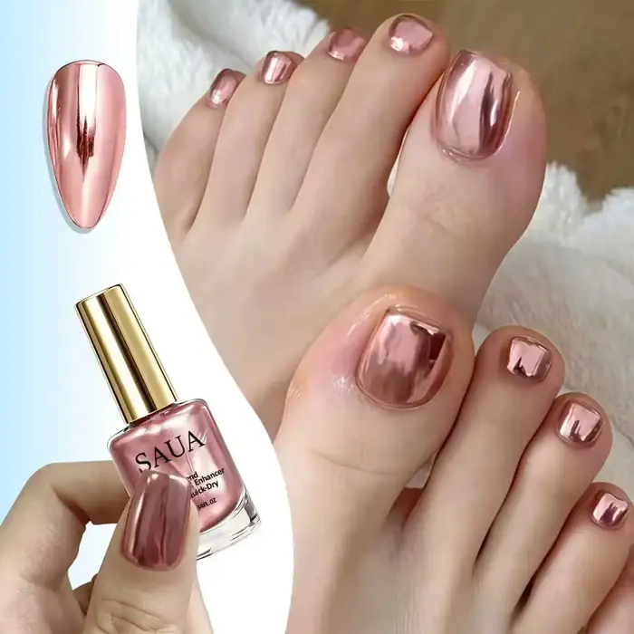Vernis à ongles métallique or rose, séchage rapide, sans cuisson, amélioration durable de la beauté, pas besoin de lampe UV