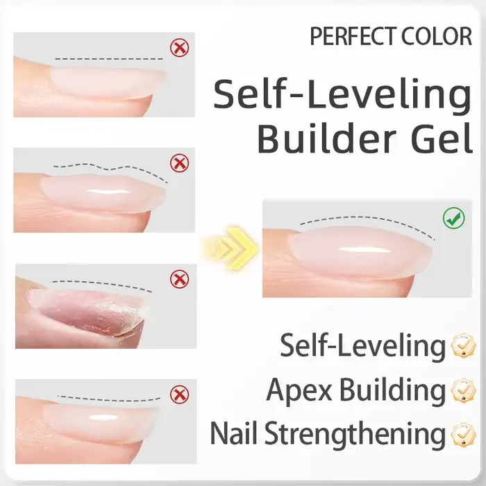 Gel constructeur transparent de couleur parfaite pour vernis à ongles 12 ml Gel fortifiant de formule auto-nivelante