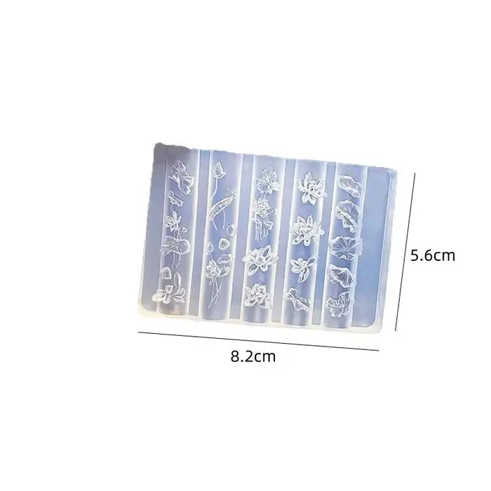 ✦   Moule à ongles en silicone 3D transparent motif lotus, modèle de sculpture pour ongles en forme 