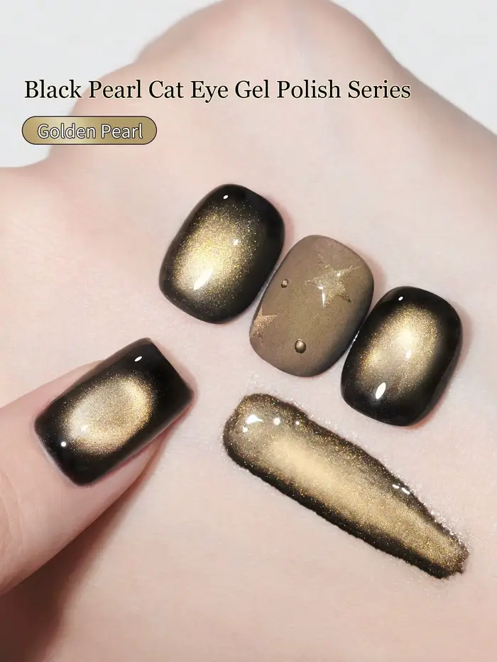 2 couleurs 15ML noir perle oeil de chat Gel pour ongles ensemble Semi Permanent Nail Art trempage UV LED Salon de