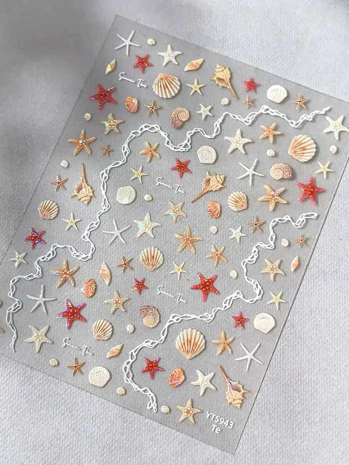 Autocollants pour ongles en forme d'étoile de mer, autocollants décoratifs en forme d'étoile de mer 