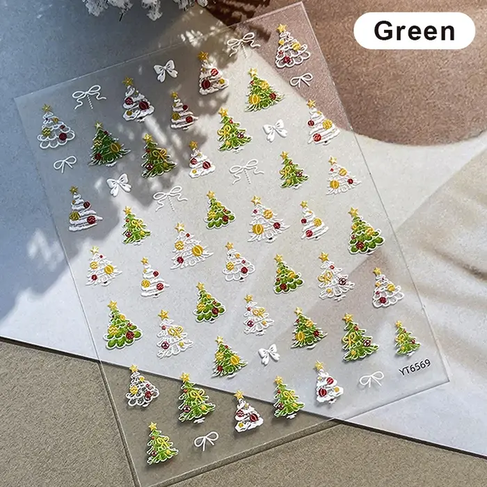 Autocollants pour ongles en forme d'arbre de noël