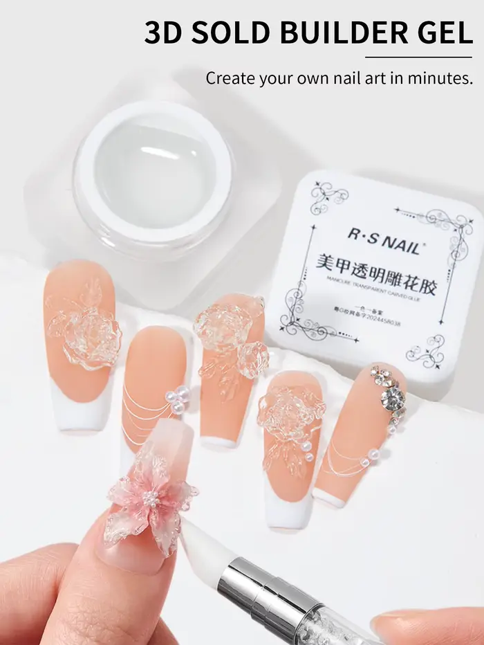 RSNAIL 5g Transparent solide sculpté Gel vernis à ongles antiadhésif sculpture à la main fleur Gel 3D