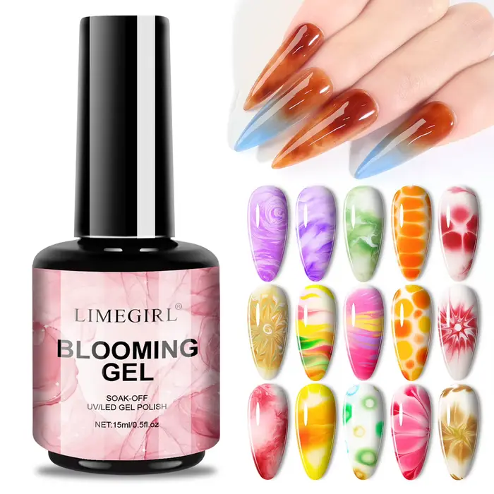 LIMEGIRL 15ML Gel floraison des ongles UV trempage propagation fleur de marbre effet d'épandage fonctionnel Nail Art