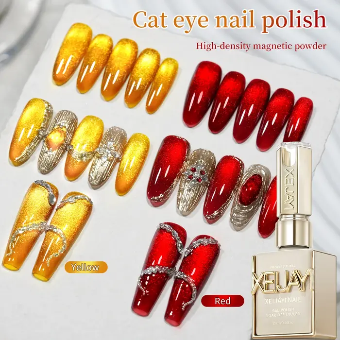 Ensemble de vernis à ongles Gel couleurs rouge et dorées