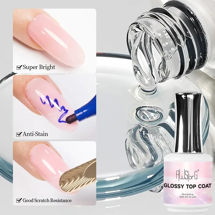 15ML couche de finition brillante longue durée tremper les ongles clair UV lampe