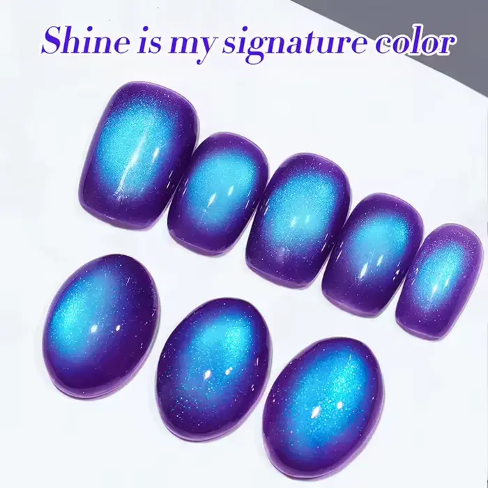 MIANEL 10ML Vernis Gel Effet Œil de Chat Myrtille 2026 Manucure avec Teinte Violet Froid Tendance et Perles de Verre pour un Fini Scintillant