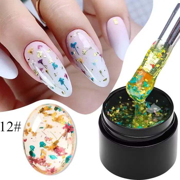 MEET ACROSS 5ml rose fleur séchée Gel vernis à ongles fleur naturelle fée Nail Art Gel tremper UV LE