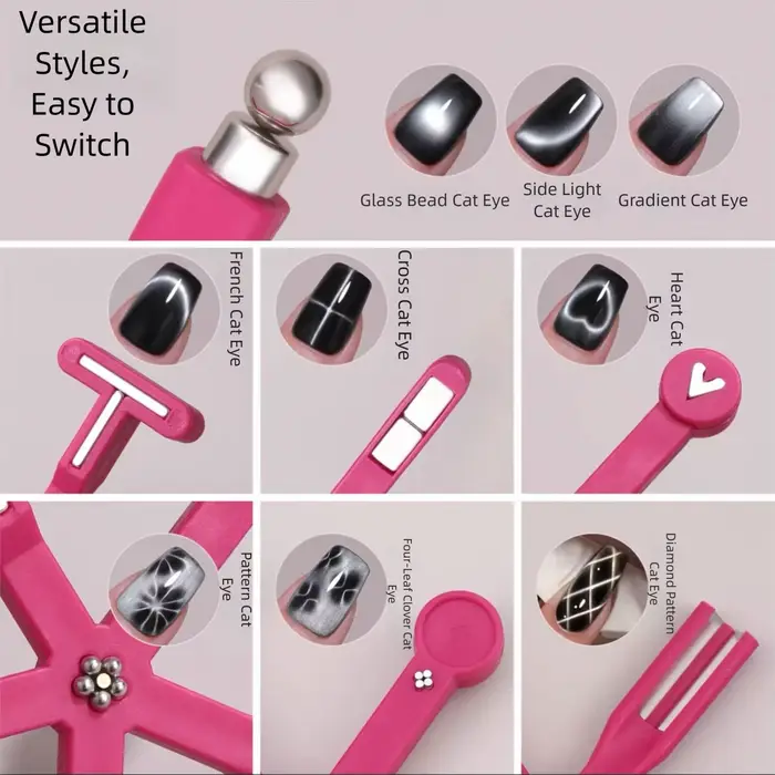 Nouveau magnétique à ongles 8-en-1 multifonctionnel pour attirer les perles de verre, les vernis à o