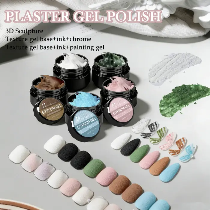 Vernis à ongles en plastique, peinture gypse solide, pour sculpture 3D, Texture de sable créative, motifs floraux, UV LED, décor artistique, 5g