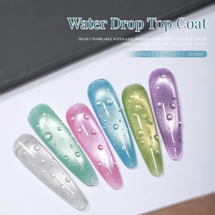Lot de 2 vernis à ongles gel 3D effet goutte d'eau 15ml – Top Coat transparent sans résidu pour designs estivaux