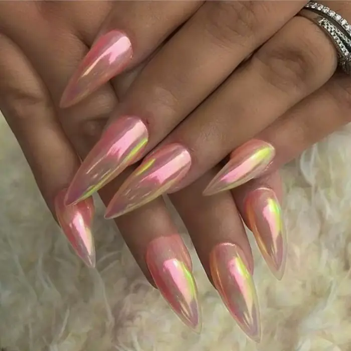 24 faux ongles autocollants effet œil de chat rouge brillant