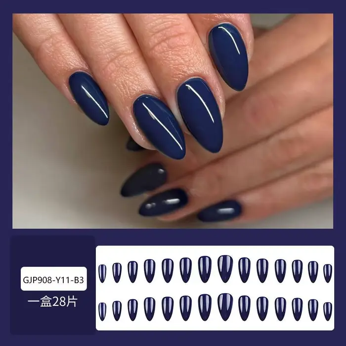 24 pièces faux ongles brillant bleu amande