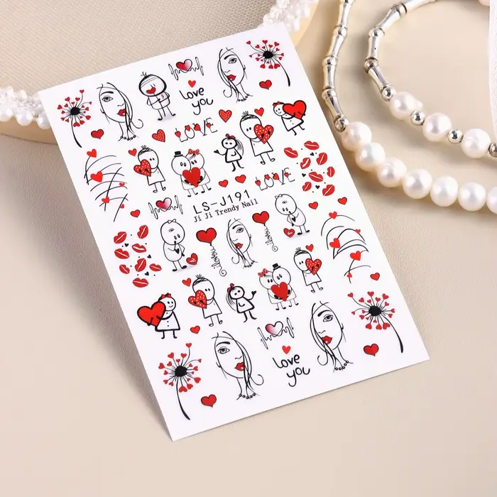 Autocollants pour ongles doux pour la saint-valentin