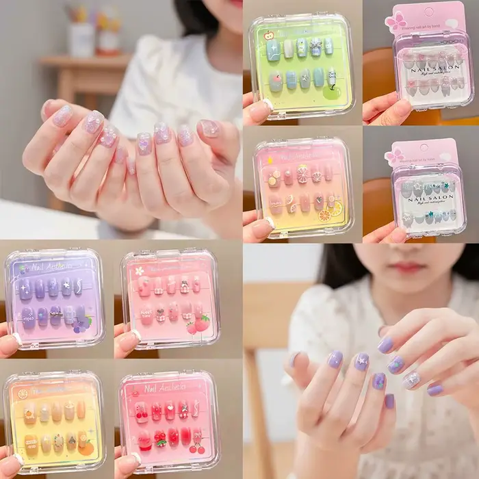 Faux ongles autocollants détachables pour enfants
