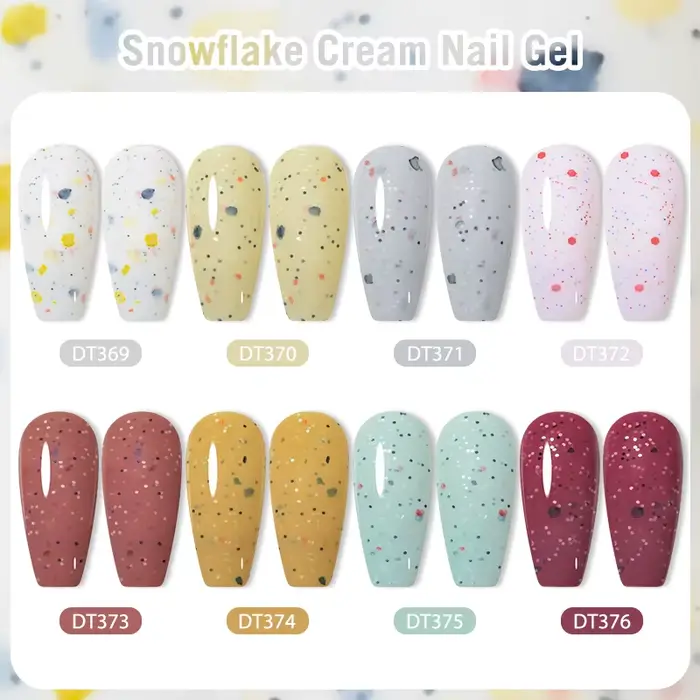 8pc flocon de neige couleur crème Gel vernis ensemble