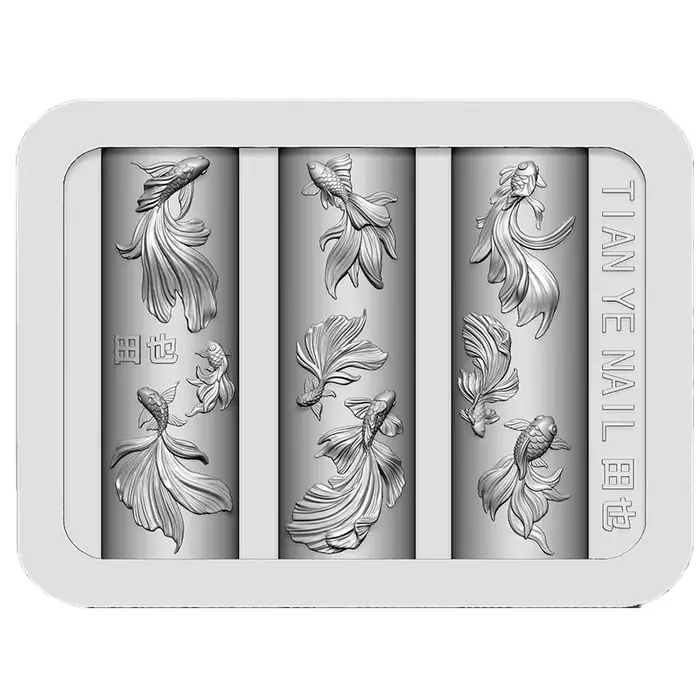 Lotus sculpté tridimensionnel 3D avec ongles de poisson
