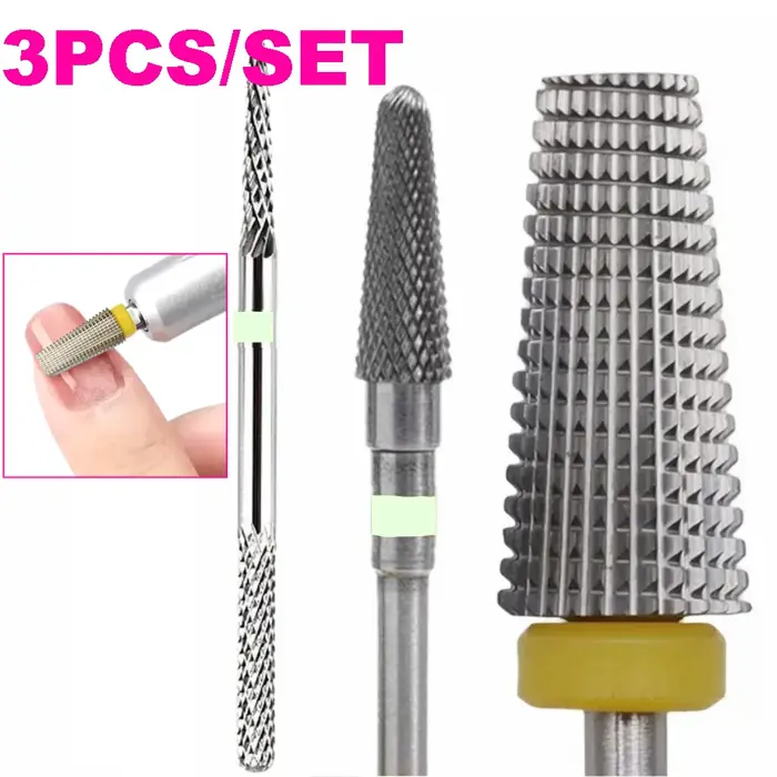 1 pièce/3 pièces en acier au tungstène de qualité professionnelle avec foret à ongles en diamant embouts de dissolvant